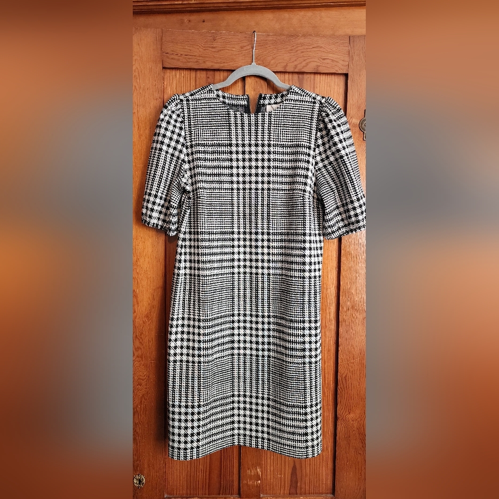 Loft Classic Black and White Houndstooth Dress